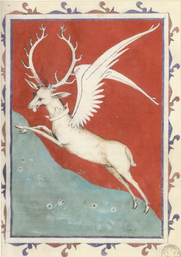 Frontispice du Songe du vieil Pélerin de Philippe de Mézières, Paris, BnF, Bibliothèque de l'Arsenal, Ms. 2682, fol. 34, vers 1385.