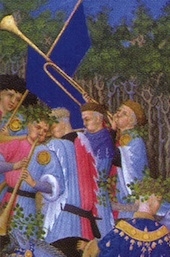 Très Riches Heures de Jean de Berry, Chantilly, Musée Condé, Ms. 84, vers 1415-1416, le mois de mai (détail)