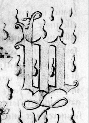 Détail du chiffre de Marie de Clèves. Paris, BnF, ms. Fr. 25528.