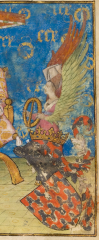 Les armes d'Antoine de la Sale (Paradis de la Reine Sibylle d’Antoine de La Sale, Chantilly, Musée Condé, Ms. 653, fol. 2) Les armes d'Antoine de la Sale (Paradis de la Reine Sibylle d’Antoine de La Sale, Chantilly, Musée Condé, Ms. 653, fol. 2)
