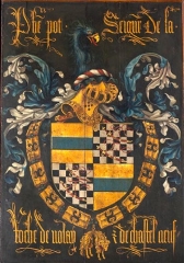 Panneau du chapitre de la Toison d'or de 1468 aux armes de Philippe Pot. Cathédrale de Bruges. Panneau du chapitre de la Toison d'or de 1468 aux armes de Philippe Pot. Cathédrale de Bruges.