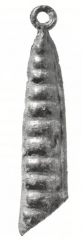 Broche de plomb en forme de cosse de genêt. Londres, British museum. Broche de plomb en forme de cosse de genêt. Londres, British museum.