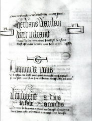 Fac-similé des graffitis laissés dans la grotte de la Sibylle. Paradis de la Reine Sibylle, Chantilly, Musée Condé, ms. 653, fol. 21v. Fac-similé des graffitis laissés dans la grotte de la Sibylle. Paradis de la Reine Sibylle, Chantilly, Musée Condé, ms. 653, fol. 21v.